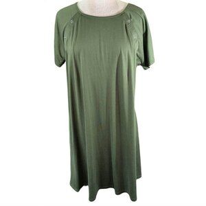 Ekouver Nursing Maternity Hospital Gown Womens Large Green Short Sleeve Snaps